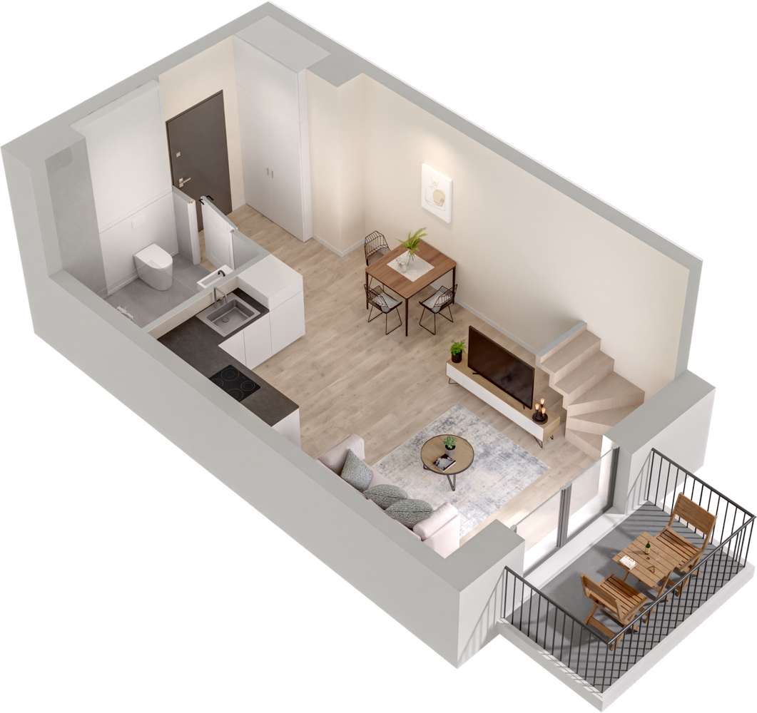 4.M.14 | 62,07 m² | 3 pokoje dwupoziomowe z tarasem | Krzyki- Gaj
