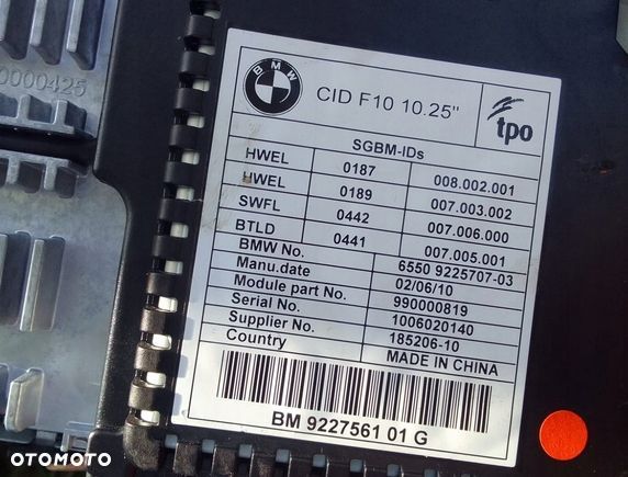 BMW 5 F10 F11 NAWIGACJA CID Profesional 9237176 DUZY EKRAN - 4