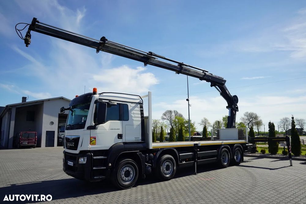 MAN TGS 35.480 / 8x4 / HDS HIAB 288 EP-5, rază de acțiune: 12,7 m / platformă laterală - 7,4 m / capacitate de ridicare: 9400 kg / EURO 6 / RADIOCOMANDĂ - 3