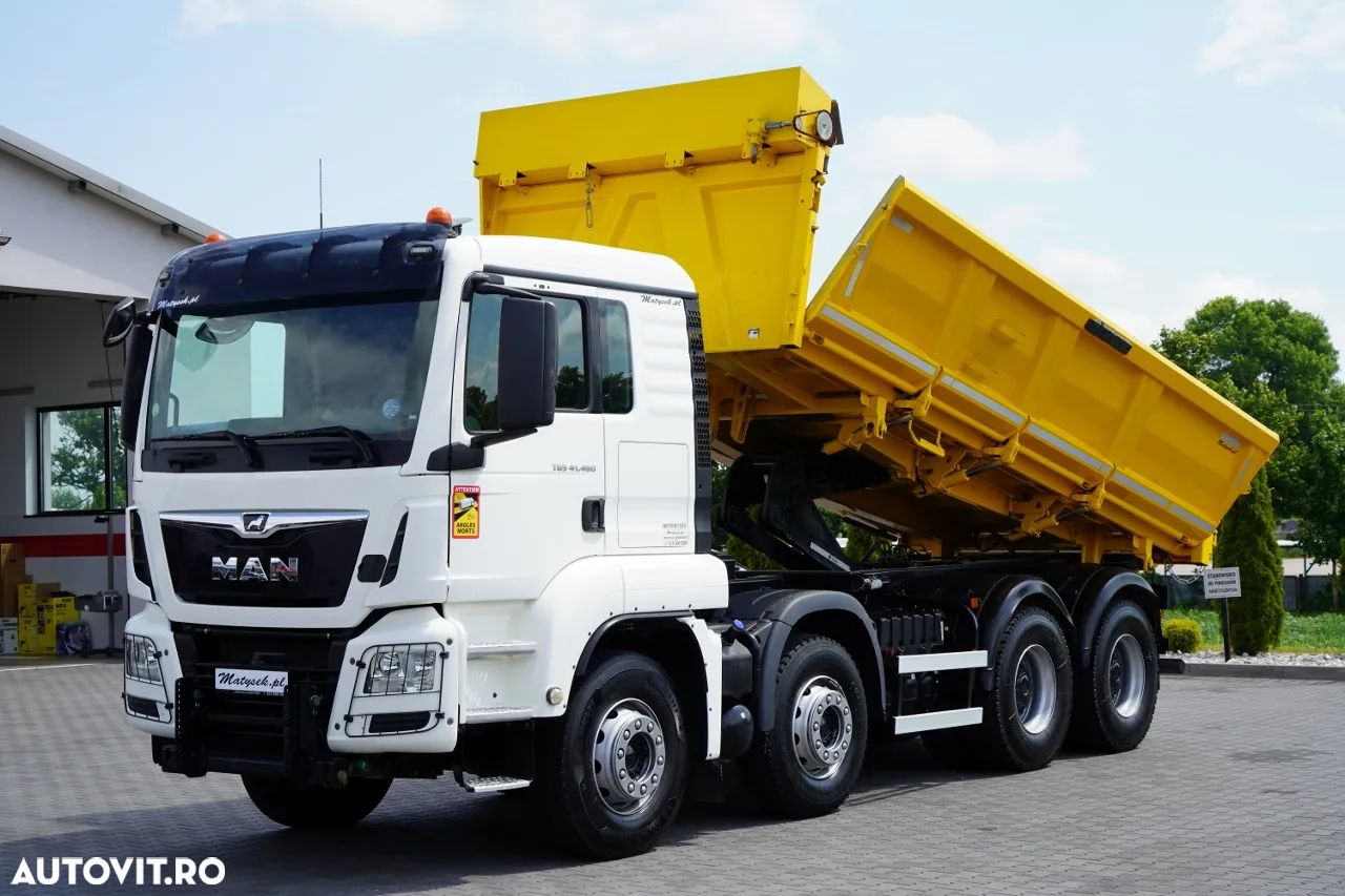 MAN TGS 41.460 / 8x8 / BASCULĂ / 2 PĂRȚI / BORDMATIC / HYDROBTA / MEILLER KIPER / ANVELOPE 100% / EURO 6 / 2017 / IMPORTAT - 1