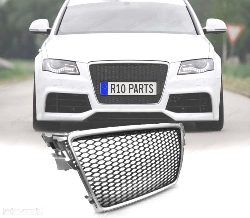 GRELHA FRONTAL AUDI A4 B8 08-11 LOOK RS CINZA CLARO - 1