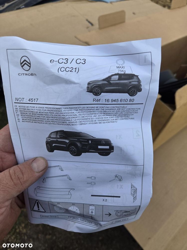 bagażnik dachowy bazowy Citroën C3 IV ë-C3 CC21 1694561080 Zestaw belek dachowych Citroën C3 - 10
