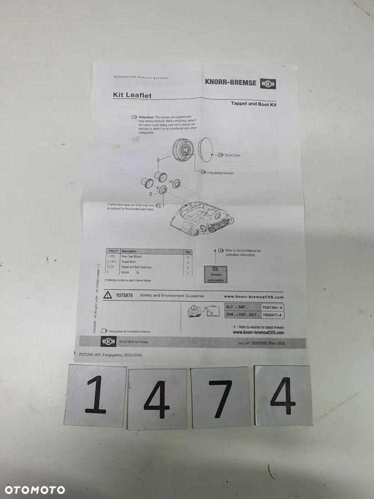 Zestaw naprawczy, zacisku hamulca, Knorr-Bremse K046523K50 - 4