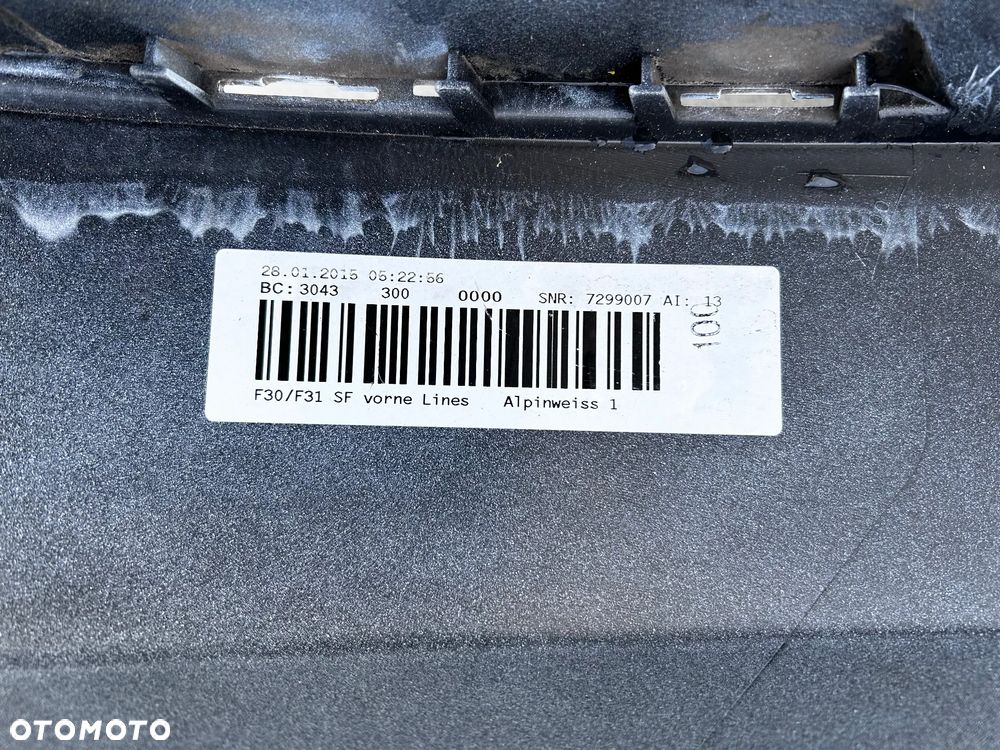 BMW 3 F30 F31 ZDERZAK PRZÓD PRZEDNI BIALY ALPINWEISS - 5