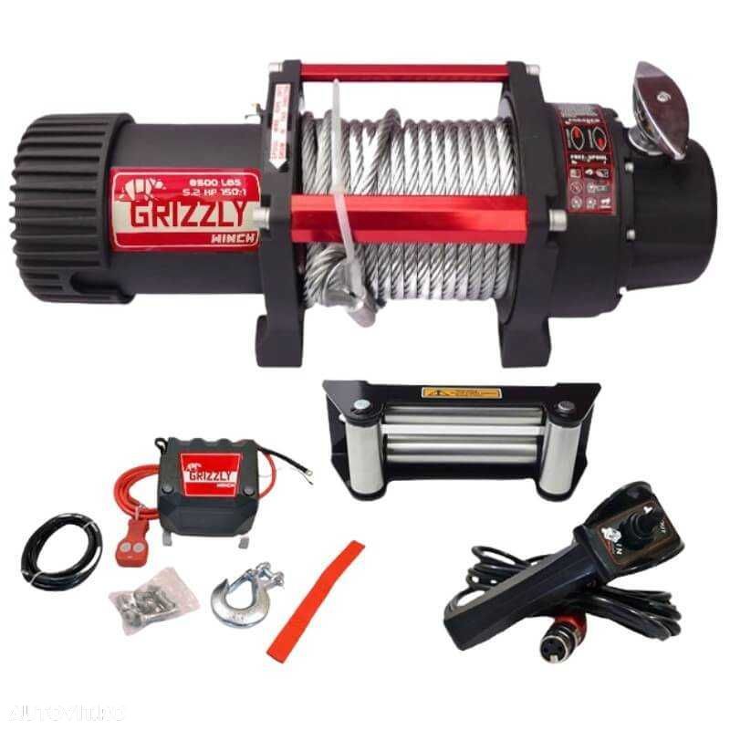 Troliu Grizzly Winch 8500LBS (3855KG) cablu de otel 12V - 1