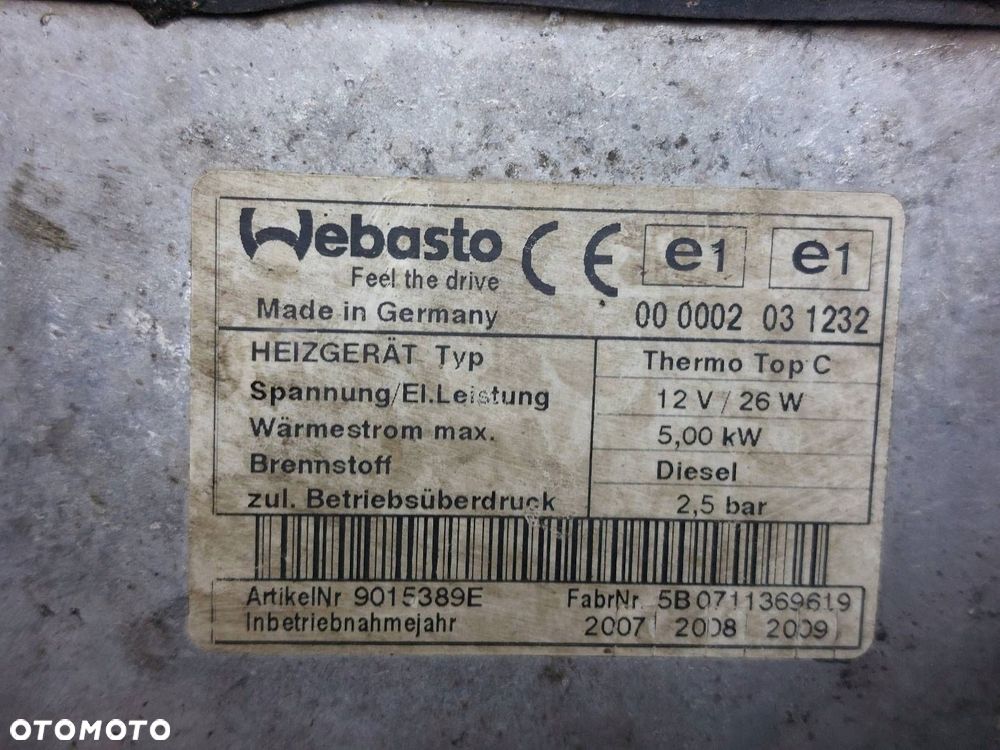 WEBASTO OGRZEWANIE POSTOJOWE + POMPKA WEBASTO MAZDA 6 II THERMO TOP C - 3