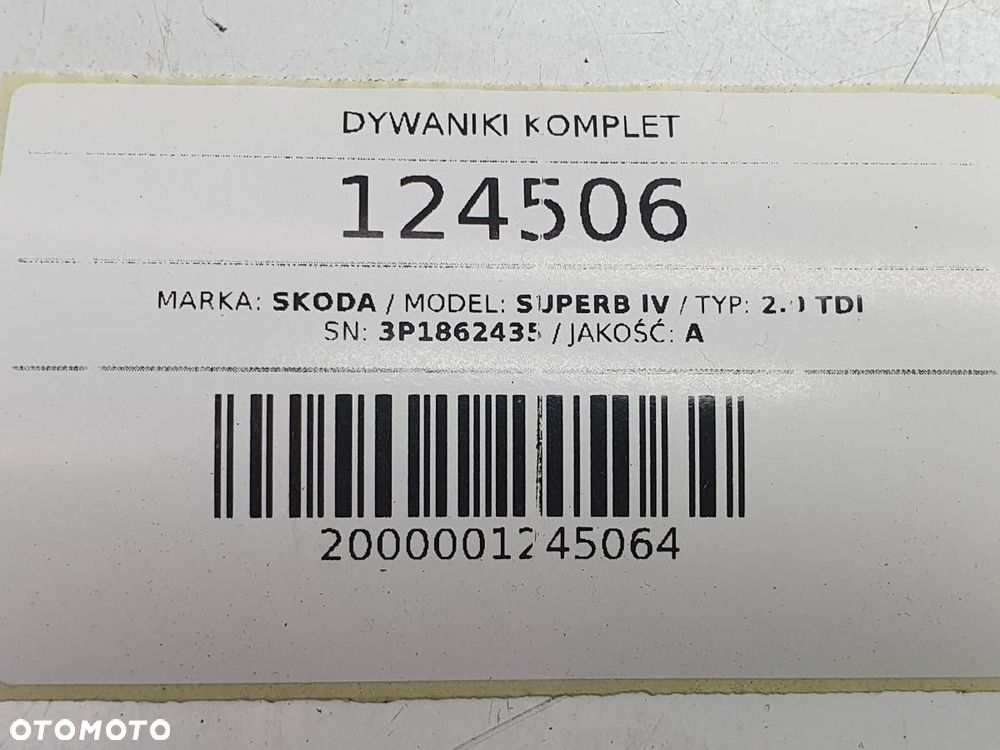 DYWANIKI GUMOWE KOMPLET ORYGINAŁ EUROPA SKODA SUPERB IV KOMBI 2024 - 9