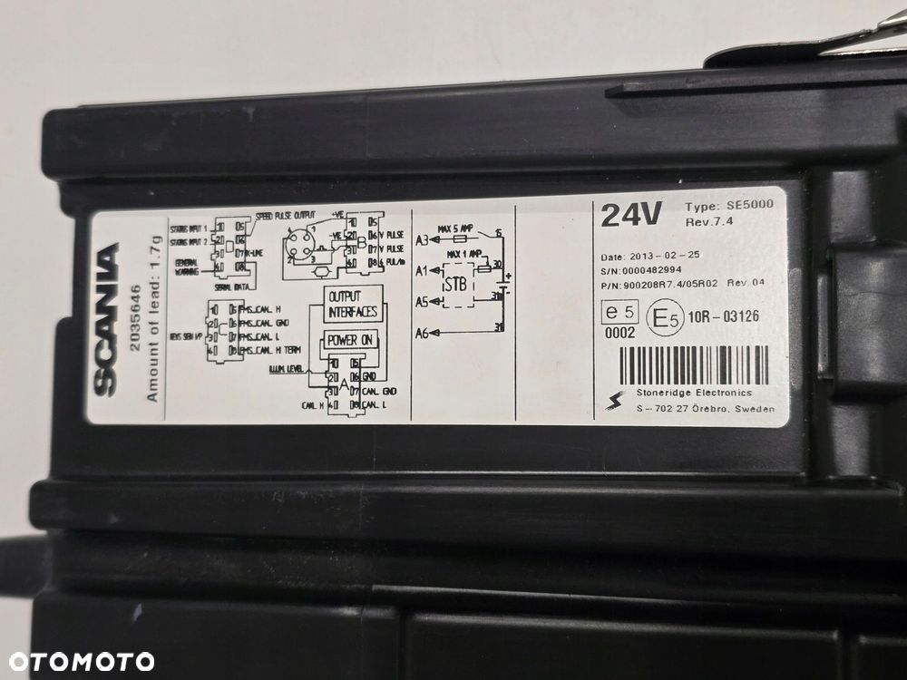 TACHOGRAF CYFROWY 24V SCANIA REV.7,4 2035646 - 2