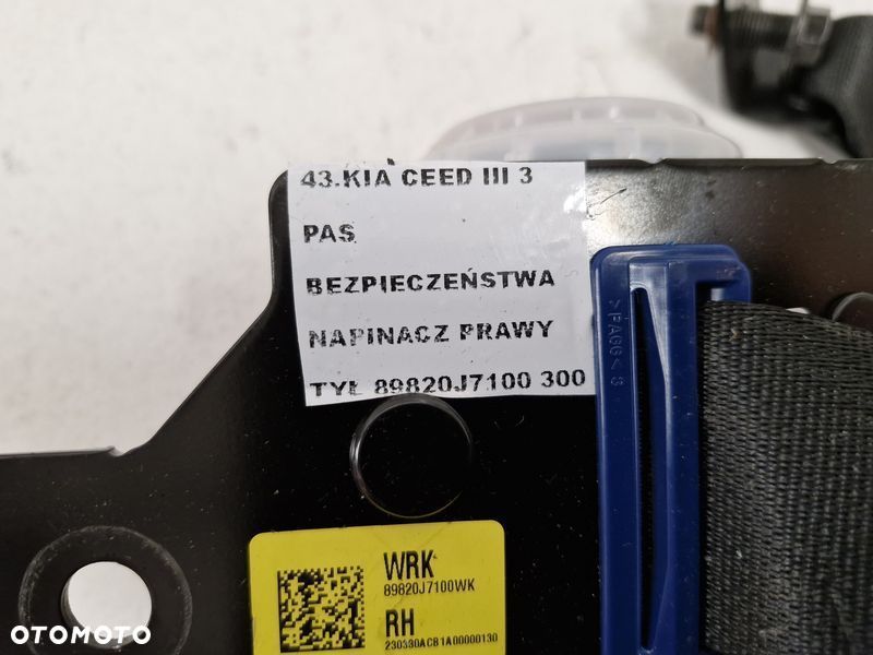 kia pro ceed proceed iii 3 pas bezpieczeństwa prawy tył 89820j7100 - 6