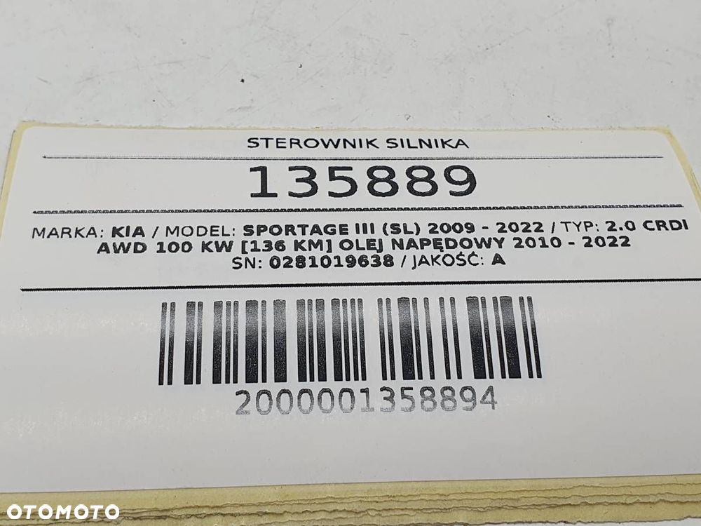 STEROWNIK SILNIKA KOMPUTER SPORTAGE III 2.0 CRDI 136KM 0281019638 EUROPA - 5