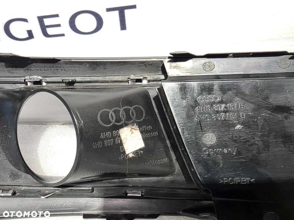 AUDI A8 4H0 D4 LIFT 13- LEWA / PRAWA KRATKA BOCZNA ZDERZAKA PRZEDNIEGO PRZÓD NR 4H0807680P / 4H0807680Q + 4K0807152B , 4H0807679P / 4H0807679Q + 4H0807151B NR AUKCJI KB91 - 16