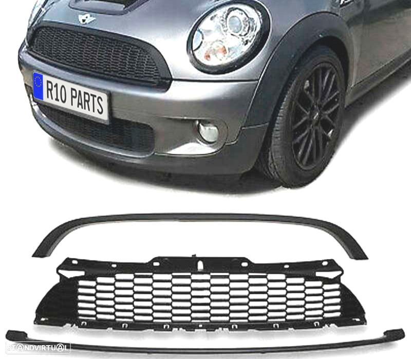 GRELHA FRONTAL MINI COOPER R56-57-55 LOOK JCW 10-14 PRETO BRILHANTE - 1