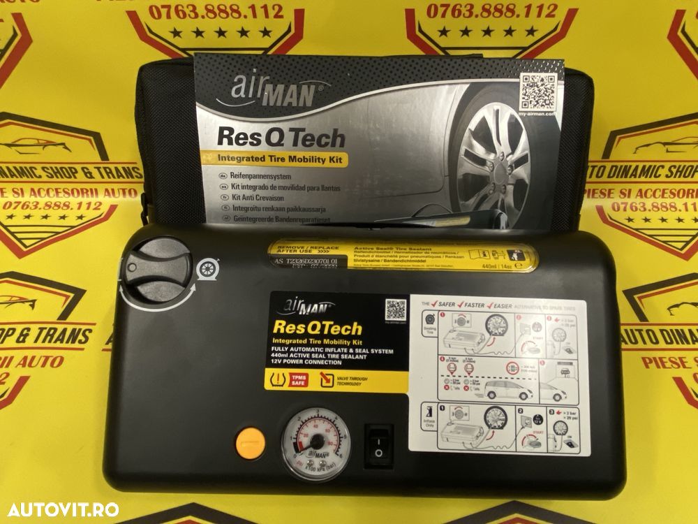 Kit pana Airman premium compresor auto umflat roti + solutie 180W - 1