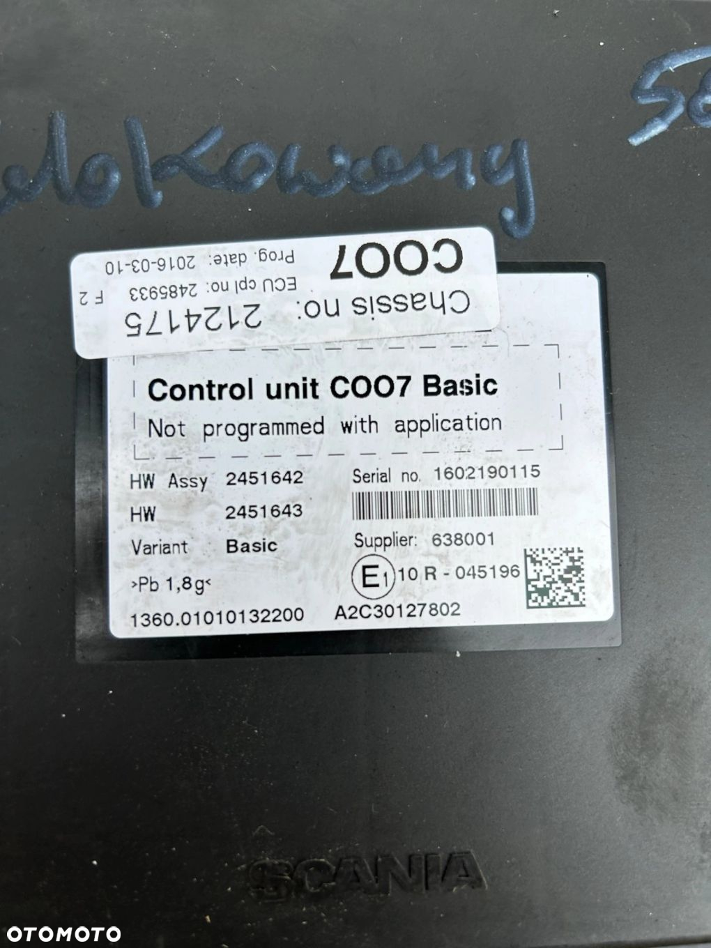 KOORDYNATOR ECU COO7 SCANIA R EURO 6 - 2