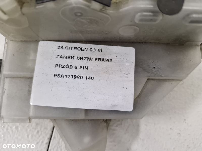 citroen c3 iii 3 zamek drzwi prawy przód przedni 6 pin psa123980 - 8