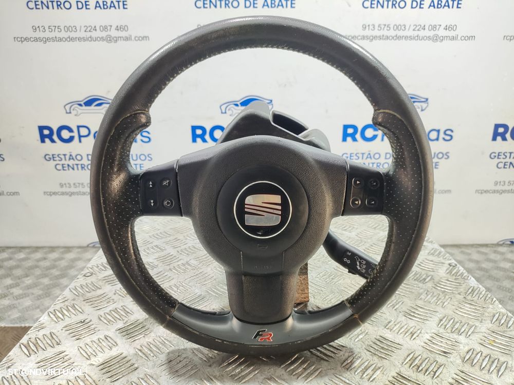 Volante Guiador Completo Original Pele Perfurada Seat Leon 1P FR Comandos Multifunções - 5