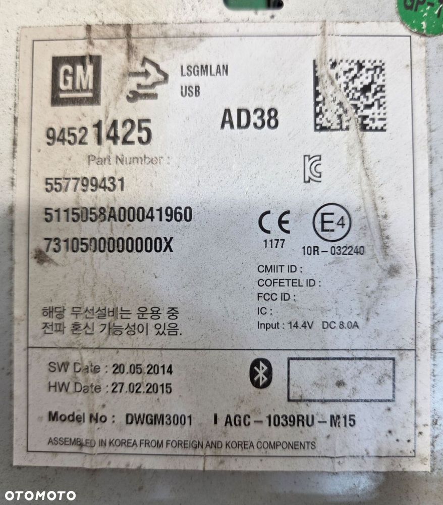 OPEL MOKKA A RADIO CD MP3 94521425 - 6