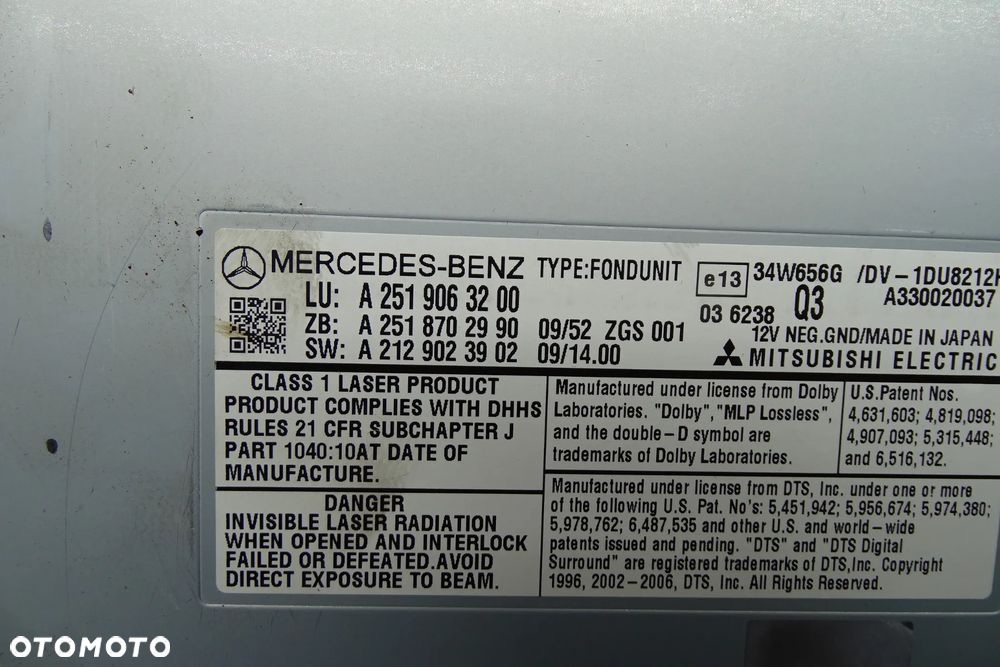 MERCEDES E W251 W164  Czytnik  DVD Interfejs Płyt 2519063200 - 4