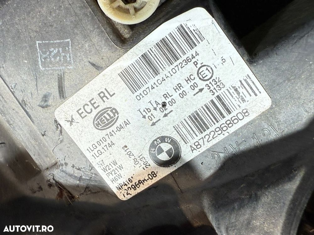 FAR DREAPTA UK CU LUPA BMW SERIA 1 F20 116D 1.6 DIESEL 2013 COD OEM A8722968608 / 63117229686 / 7229686 / HATCHBACK 2011-2019 - 7