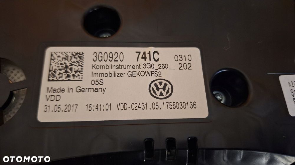licznik zegary vw passat b8 2.0 tdi 3g0920741c - 3