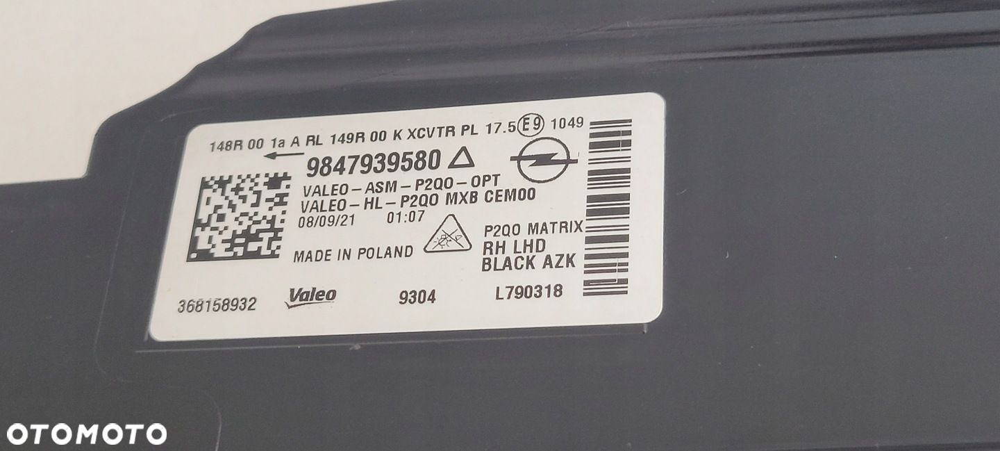 LAMPA PRAWA PRZÓD PRZEDNIA OPEL MOKKA B II 2020- 9847939580 - 7