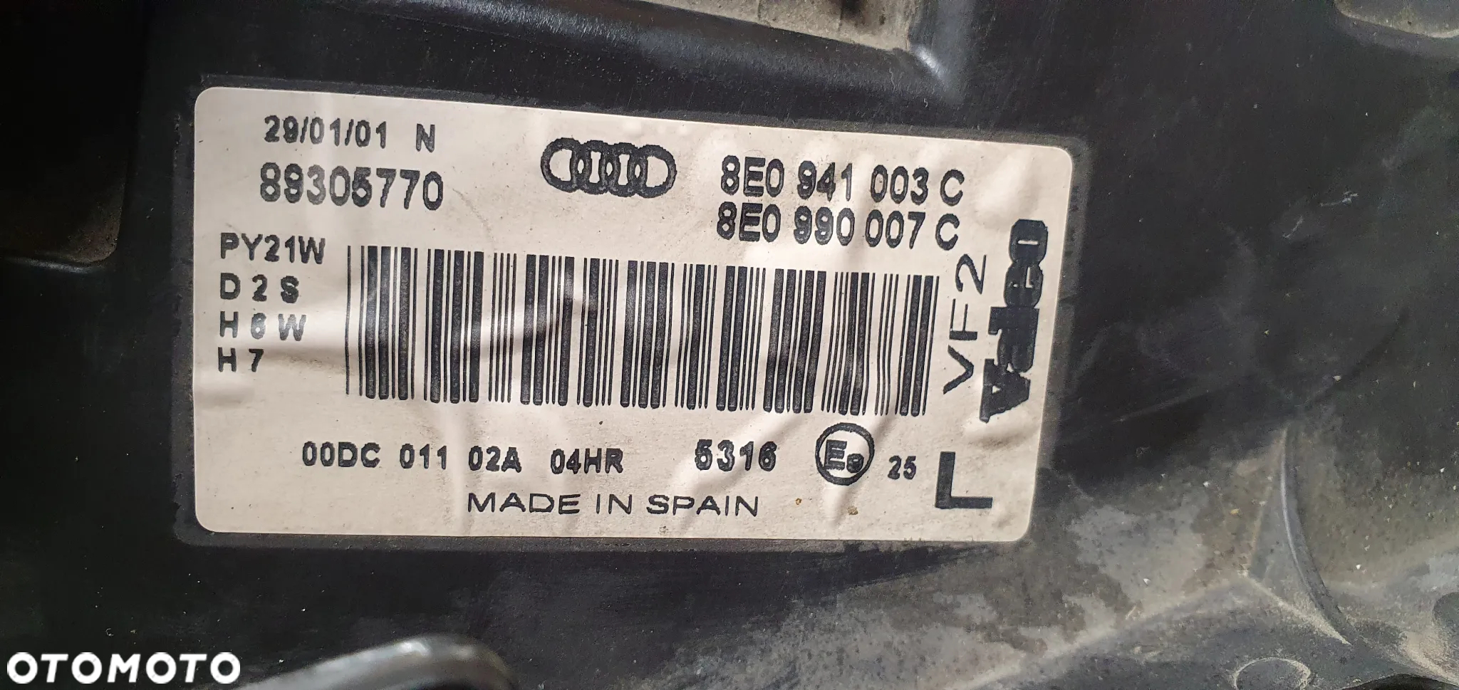 Lampa lewy przód przednia lewa XENON Audi A4 B6 8E0941003C 8E0990007C - 8