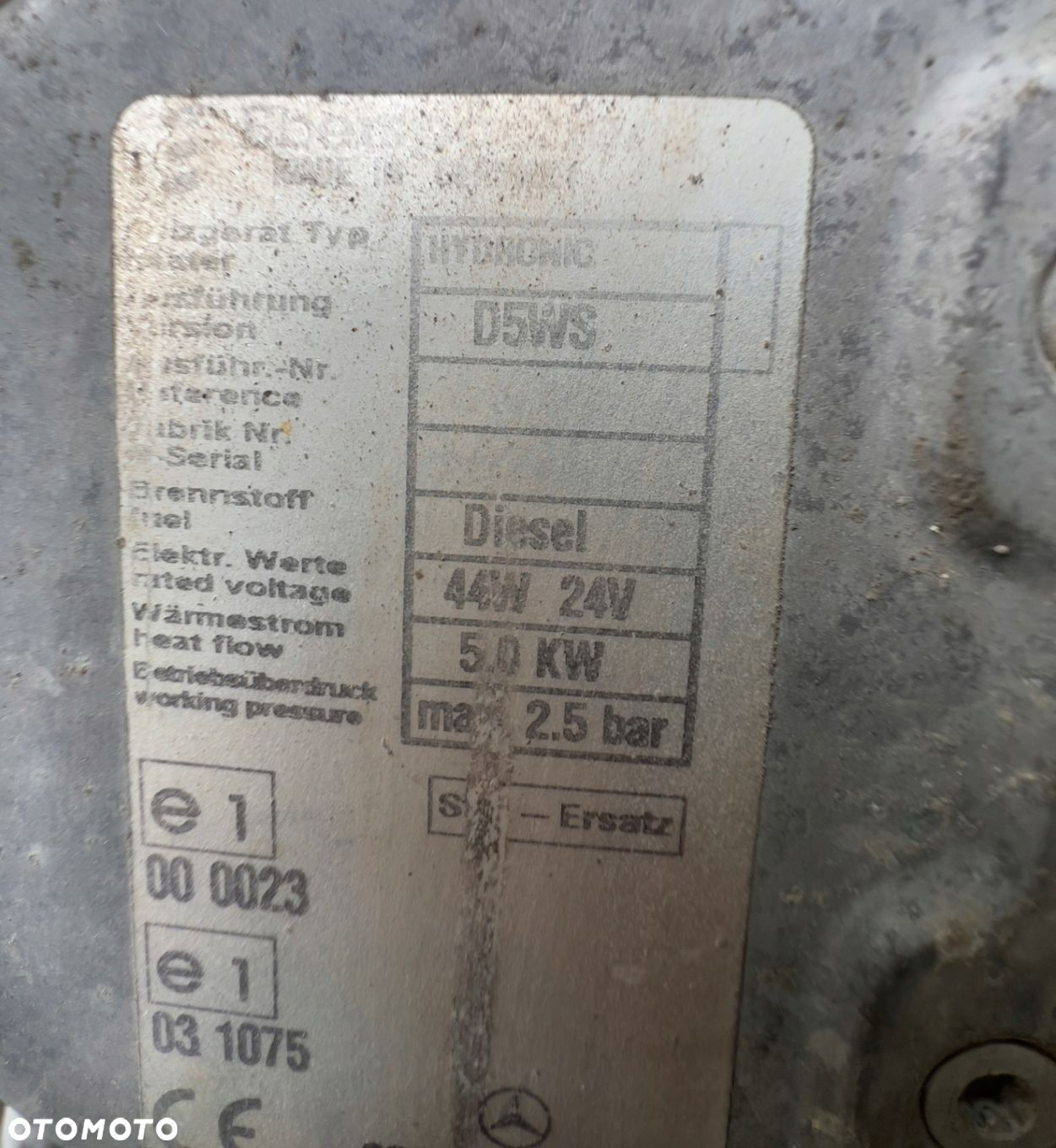 Mercedes Atego Axor EBERSPRACHER ogrzewanie postojowe D5WS hydronic - 2