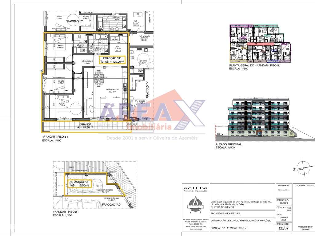 FRAÇÃO U - 4º andar - T3 - garagem fechada - Grande imagem: 2/14