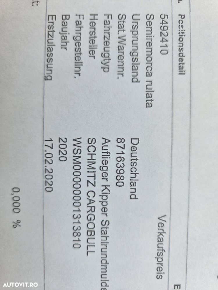 Schmitz Cargobull 10 BUCATI-basculabile 2020, prelata, scena vizitare, jante ALUMINIU, carte identitate RAR, tara propie 6,458kg, 28mc, picioare rabatabile, protectiie laterale si spate, posibilitate leasing, rulate in GERMANIA-STARE BUNA-PROMOMOTIE 22.900 EUR+Tva - 10