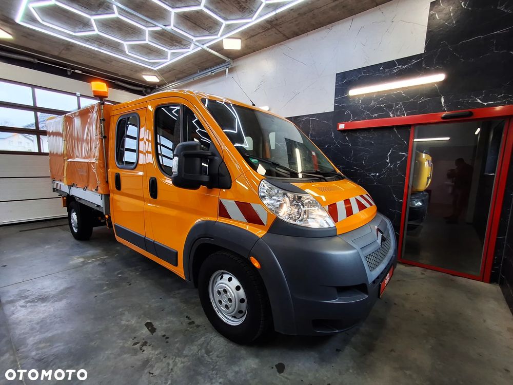 Citroën Jumper Ducato Doka Dubel Kabina Brygadówka Skrzynia Pomarańczowy Służba Drogowa Służba Autostradowa Plandeka Kamera Cofania Hak Webasto Klimatyzacja Niski Przebieg 99 Tyś Km 7 Osób - 1