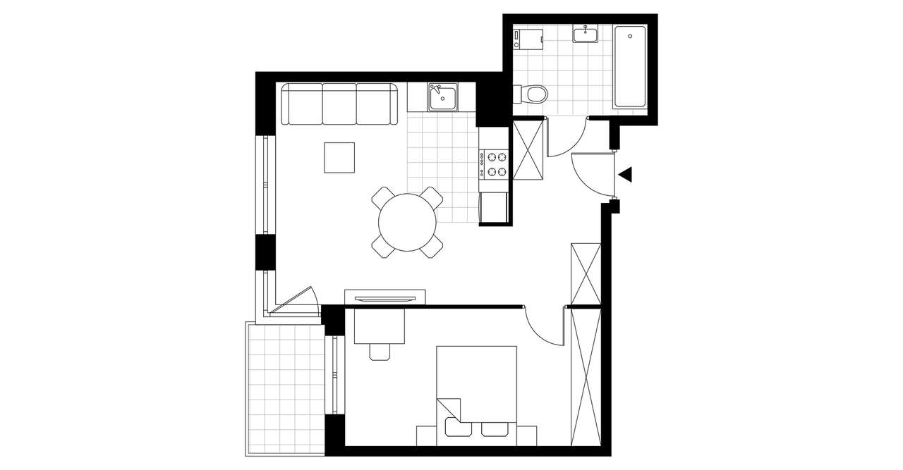 2-pokojowe mieszkanie 45m2 + loggia Bezpośrednio - Pełny obrazek: 3/16