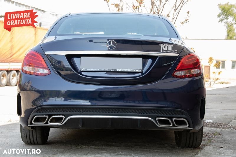 Ornamente bara Spate flapsuri Mercedes C Class W205 (2014-2020) Negru Lucios- livrare gratuita - 4