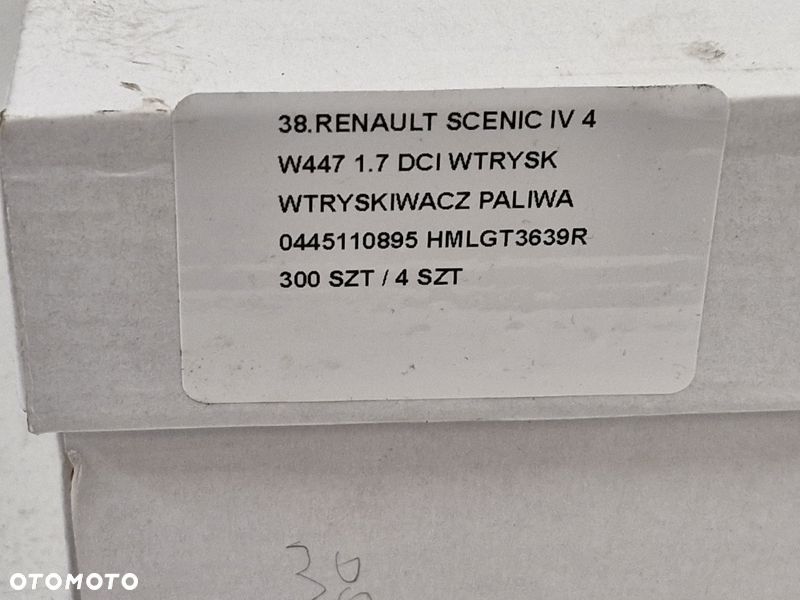 RENAULT SCENIC IV 4 W447 1.7 DCI WTRYSK WTRYSKIWACZ PALIWA 0445110895 HMLGT3639R - 6