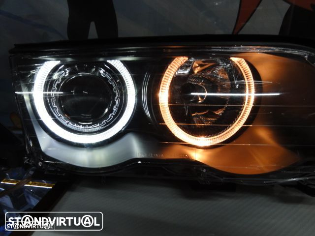 Farois frontais angel eyes para BMW E46 4 portas / limosine 98-01 fundo preto. - 15
