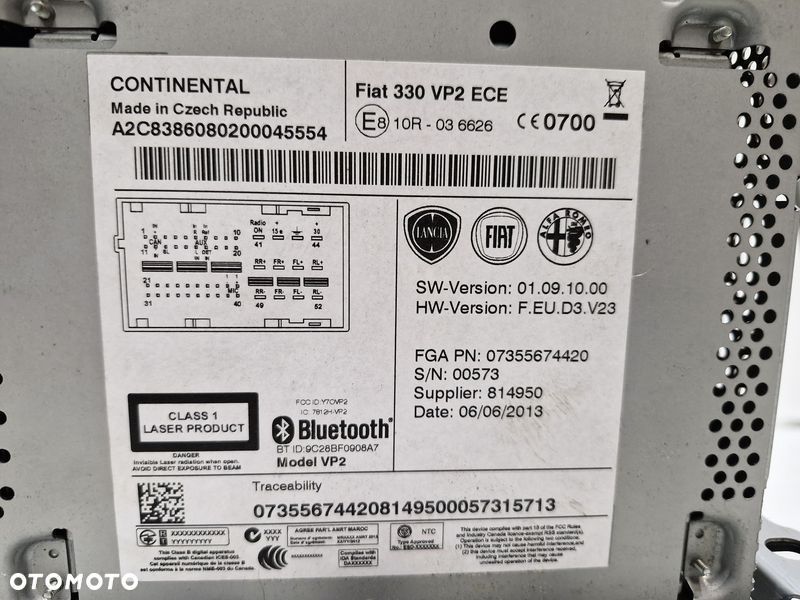 fiat 500l radio ekran wyświetlacz fabryczny bluetooth 07355674420 - 6