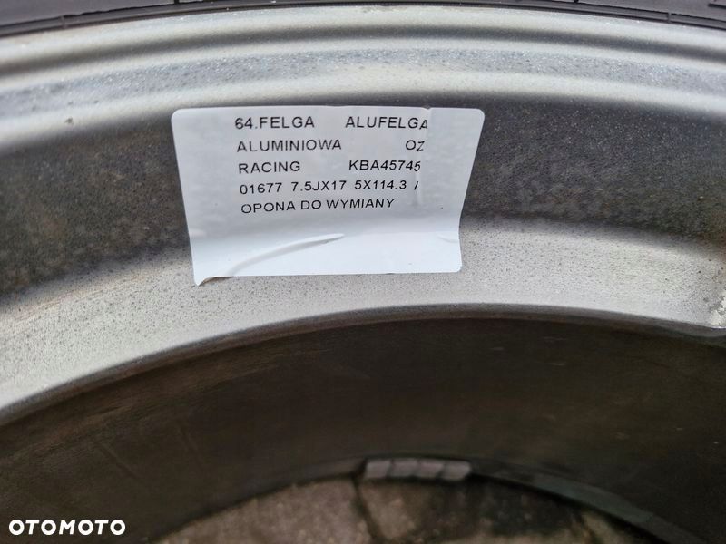 felga aluminiowa alufelga 17 cali oz racing kba45745 01677 7.5jx17 5x114.3 - 4