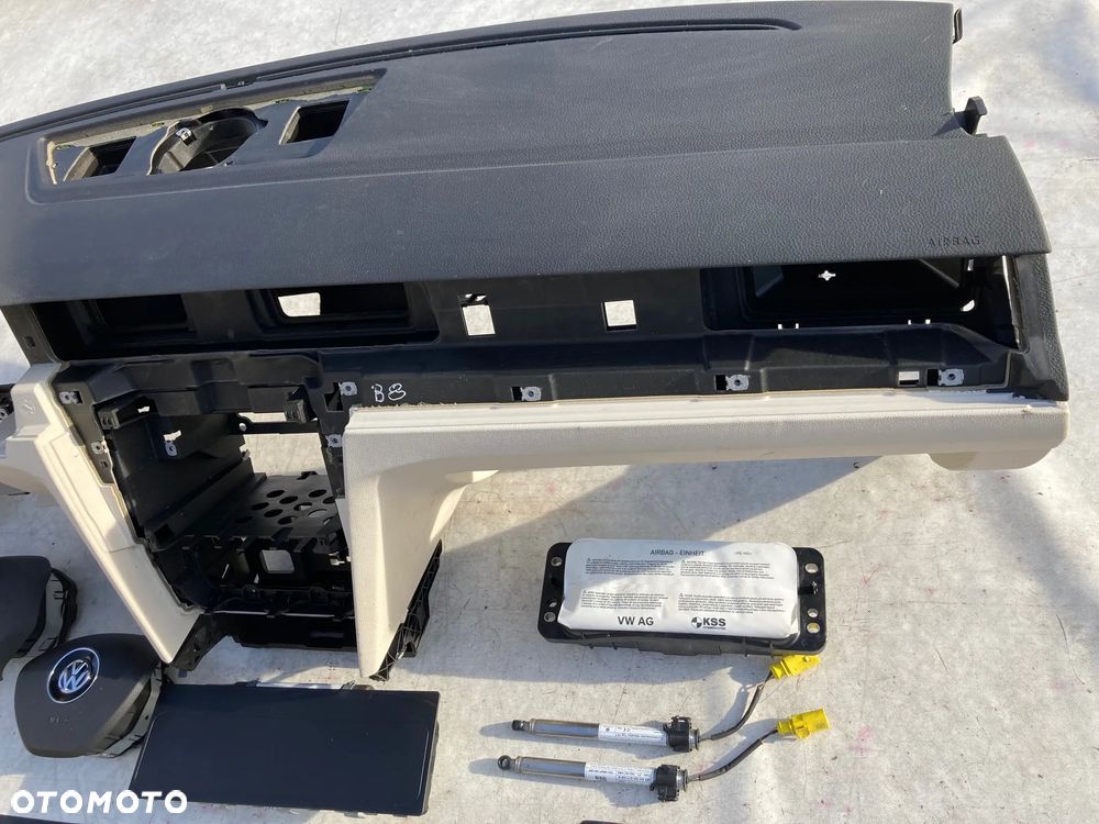 VW PASSAT B8 3G DESKA KONSOLA KOKPIT PULPIT PÓŁKA PARAPET  PODUSZKI POWIETRZNE KIEROWCY PASAŻERA KOLANOWA KOLAN AIRBAG SRS AIR BAG PASY PAS Oryginał NOWY KOMPLET NEW NEU NEV Okazja !!! - 7