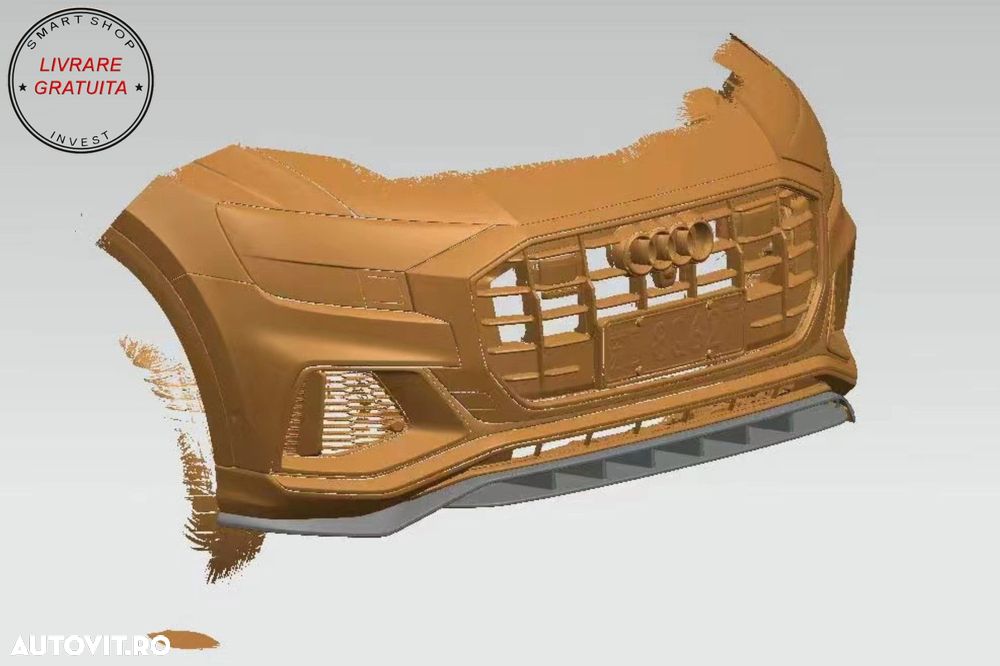 Extensie Bara Fata Lip Audi Q8 S-Line (2018-2023) Negru Lucios- livrare gratuita - 7