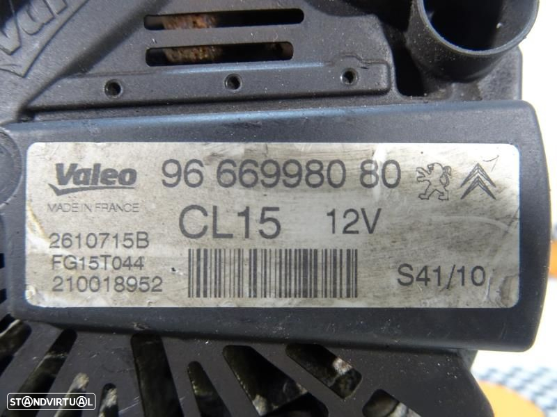 Alternador Peugeot Rcz  9666998080 / 96 669980 80 / 2610715B / Fg15t04 - 7