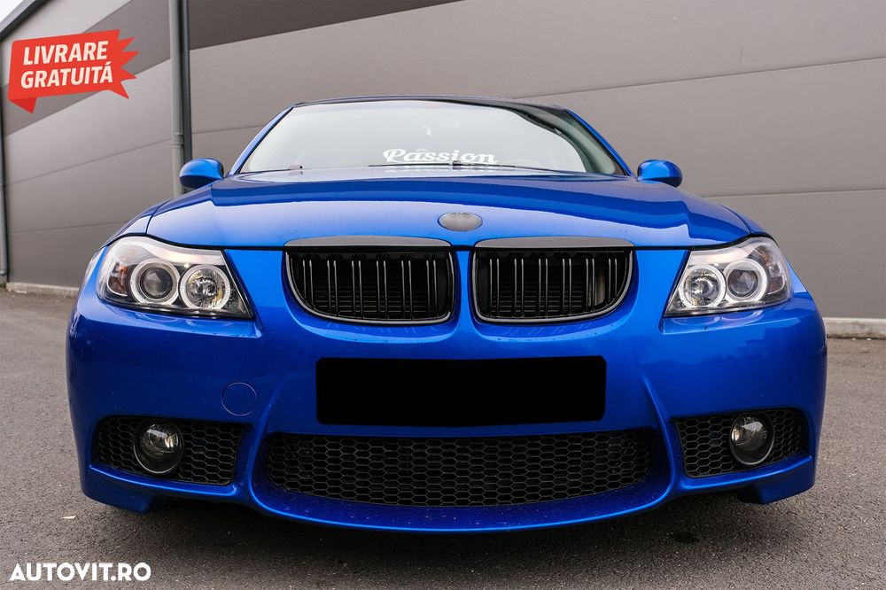 Grile Centrale Duble BMW Seria 3 E90 E91 Pre-LCI (2005-2008) M-Design Negru Lucios- livrare gratuita - 11