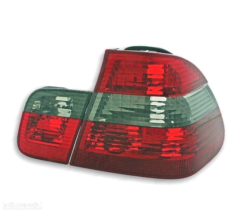 FAROLINS TRASEIROS BMW SEDAN E46 01-05 VERMELHO FUMADO - 2