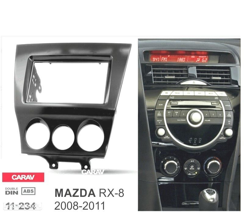 MOLDURA ADAPTADOR PRETO BRILHANTE PARA RADIO 2-DIN PARA MAZDA RX-8 08-11 - 1