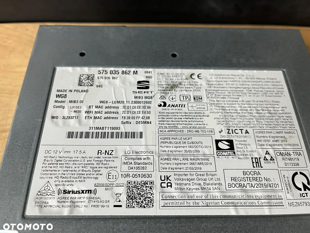 SEAT Czytnik nawigacji multimedia nawigacja 575035862M - 3
