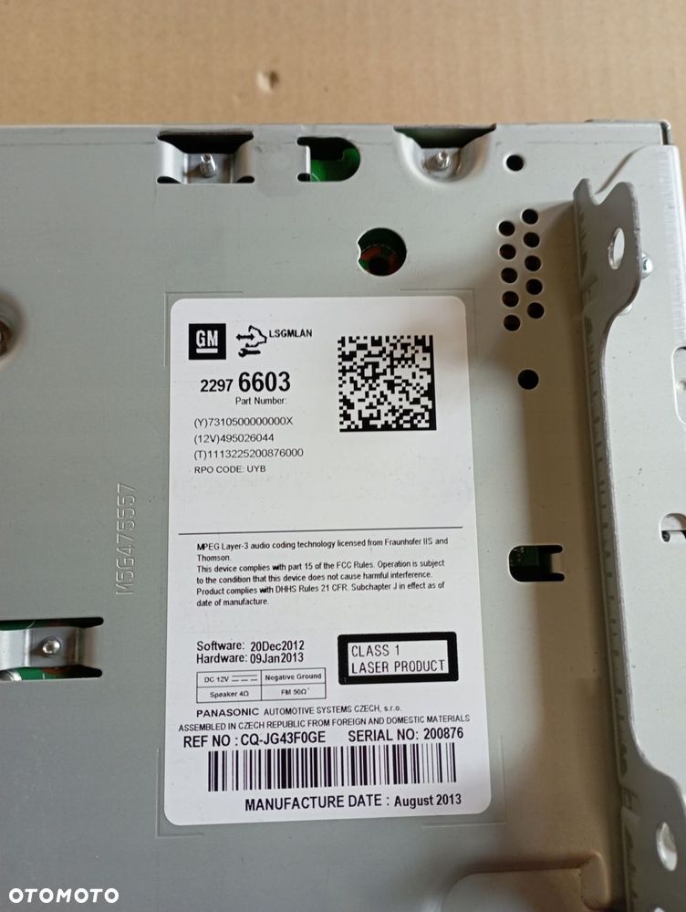 OPEL ASTRA J RADIO 22976603 WYŚWIETLACZ 13262610 KOMPLET EUROPA - 7