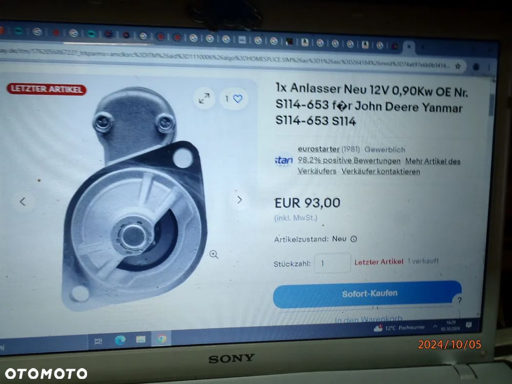 ROZRUSZNIK koparka ciagnik traktor agregat prądotwórczy new holland YANMAR Yanmar 3TN63  3TN66 3TNE66 JOHN DEERE Gator takeuchi wai 18055N ROZRUSZNIK AGREGAT GENERATOR DIESEL EV80-151000 EV80 2V80 Kipor i Kama  Reisa KDE12000, KM2V86, KM2V78, KD2V86, KD2V78  Aksa APD12E, A2CRX08 jak nowy - 18