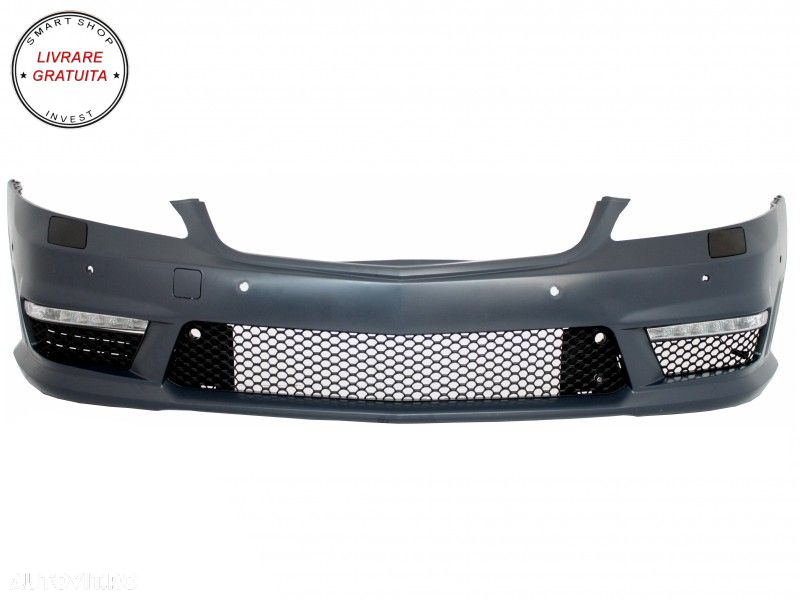 Bara Fata Mercedes S-Class W221 (2005-2012) S63 S65 Design cu Grila Centrala Negru- livrare gratuita - 2