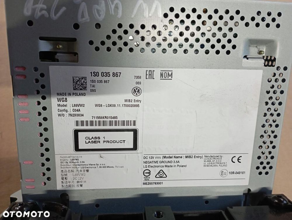 VW UP! RADIO WYŚWIETLACZ PANEL 1S0907044 1S0035867 - 4