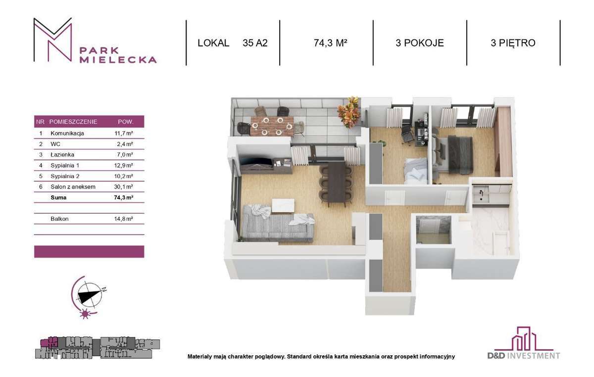 74m2+taras!, 3 piętro, Park Mielecka! D&D Investment