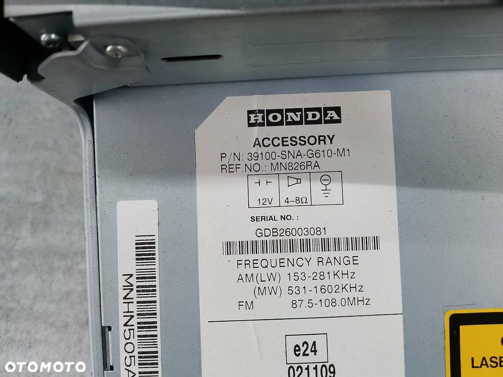 RADIO CD HONDA CIVIC VIII 39100-SNA-G610-M1  MN826RA - 9