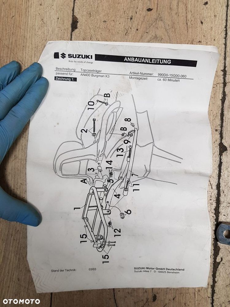 Stelaż pod kufer centralny bagażnik Suzuki Burgman AN400 K3  990D0-15G00-060 - 7